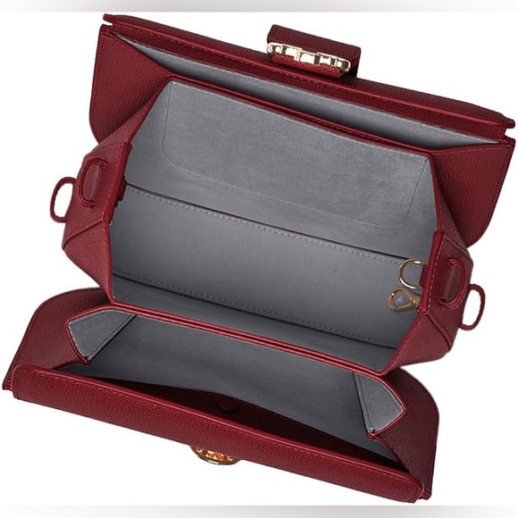 NWT Senreve Cadence Crossbody Italian Pebbled Leather Merlot Burgundy Red Gold - Picture 15 of 16